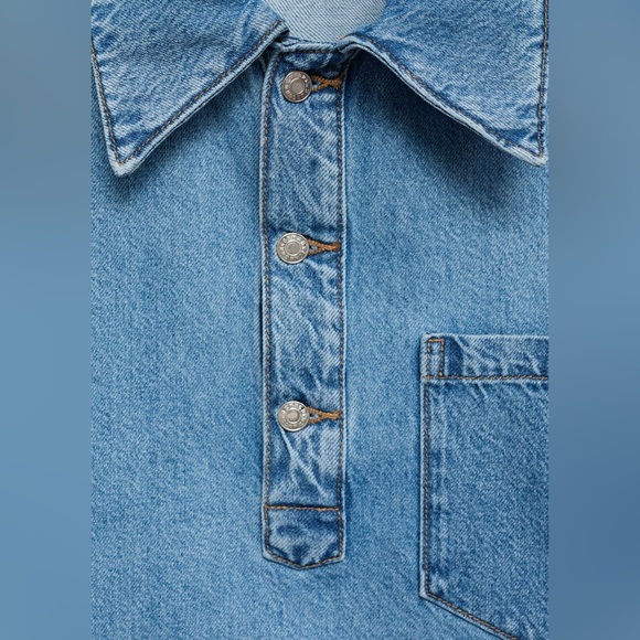 MANGO denim blouse with pocket - Picture 4 of 6